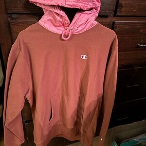 Champion Men's Pink and Brown Pullover Sweater